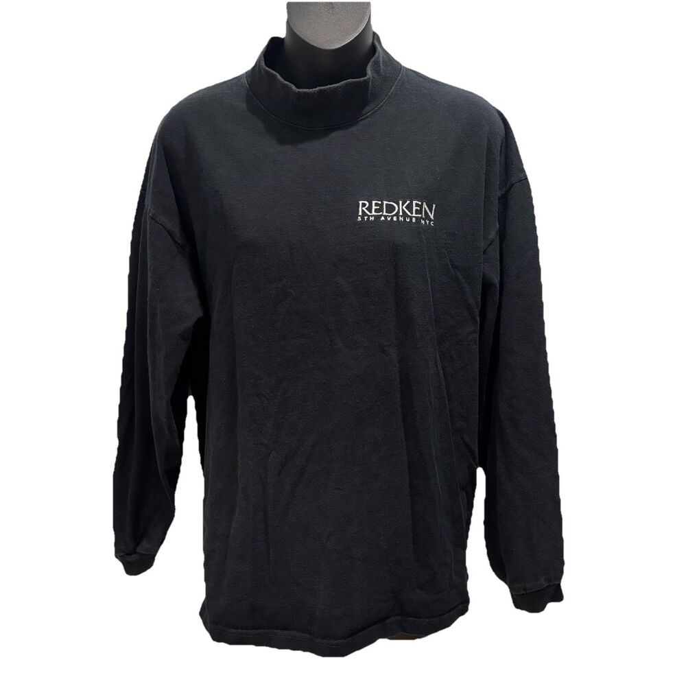 Vintage Redken 5th Ave NYC T Shirt Mens L Black Long Sleeve Made In USA 90s